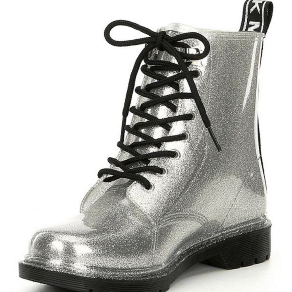 MICHAEL KORS Tavie Rain Booties *8M* Silver